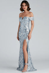 Carter Sequin Scroll A-Line Formal Dress