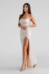 Formal Iridescent Sequin Scroll Dress